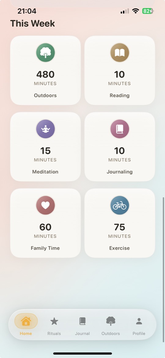 Presence Tracking — 6 pillar weekly grid